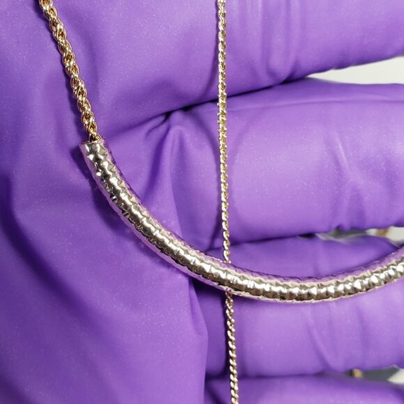 Gold Layered Necklace with Hammered Curve Slide Bar – Women’s Fashion Jewelry - Picture 9 of 10